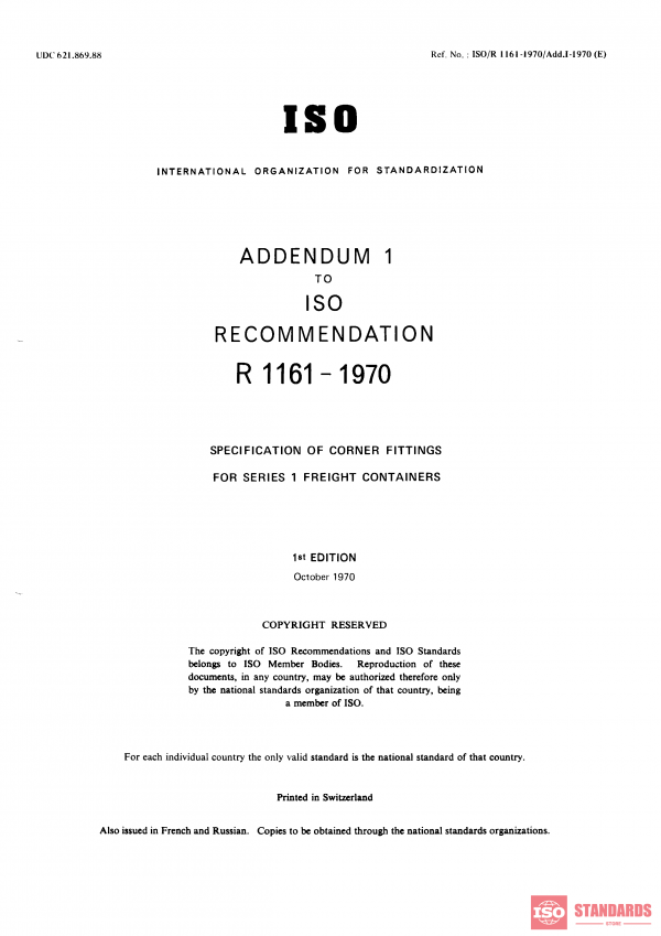 ISO/R 1161:1970/Add 1 PDF