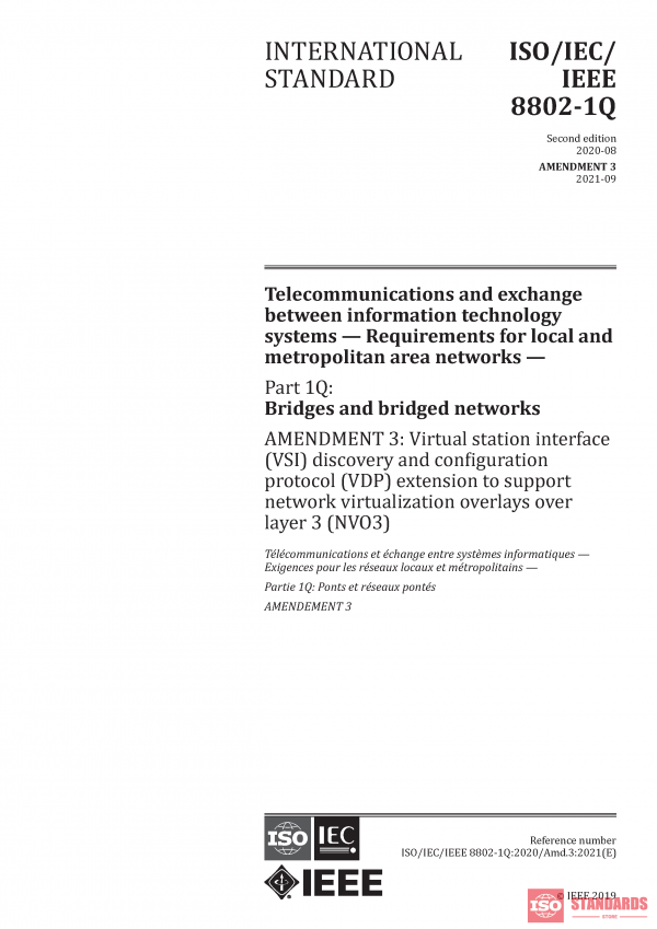 ISO/IEC/IEEE 8802-1Q:2020/Amd 3:2021 PDF
