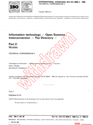 ISO/IEC 9594-2:1990/COR2:1992 PDF