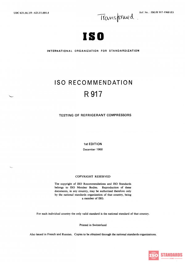 ISO/R 917:1968 PDF
