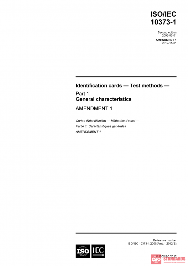 ISO/IEC 10373-1:2006/Amd 1:2012 PDF