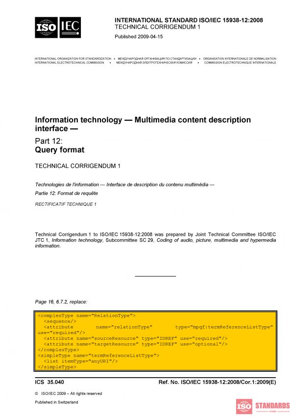 ISO/IEC 15938-12:2008/COR1:2009 PDF