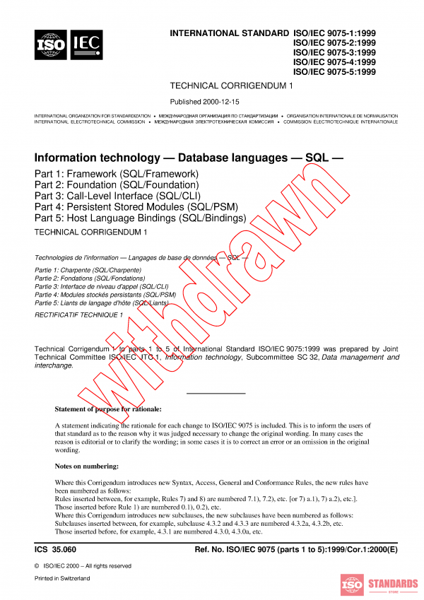 ISO/IEC 9075-4:1999/COR1:2000 PDF