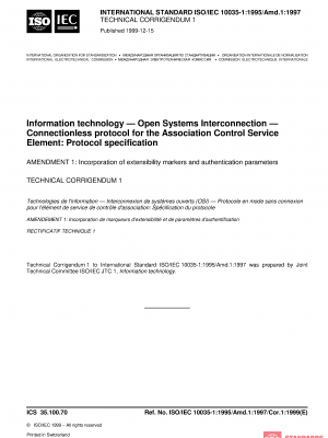 ISO/IEC 10035-1:1995/Amd 1:1997/Cor 1:1999 PDF