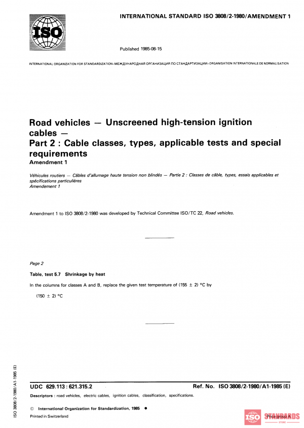 ISO 3808-2:1980/Amd 1:1985 PDF