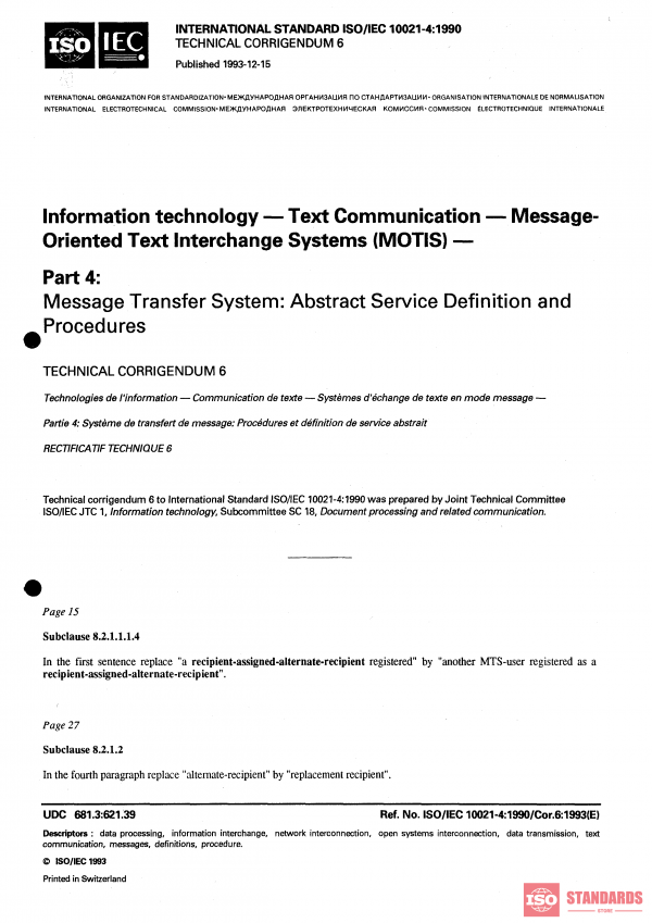 ISO/IEC 10021-4:1990/Cor 6:1993 PDF