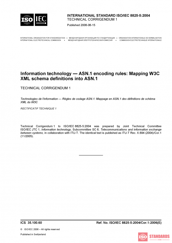 ISO/IEC 8825-5:2004/Cor 1:2006 PDF