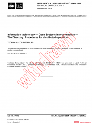 ISO/IEC 9594-4:1998/COR1:2001 PDF