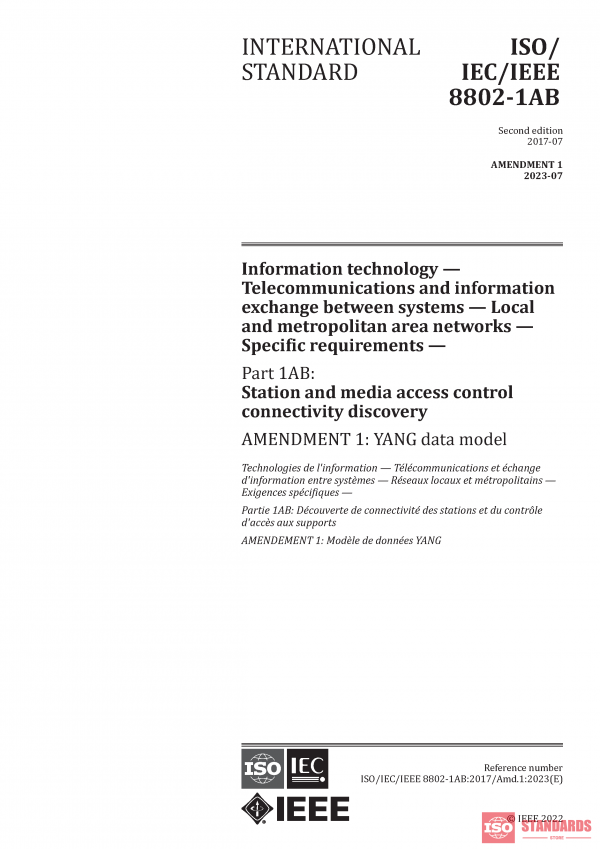 ISO/IEC/IEEE 8802-1AB:2017/Amd 1:2023 PDF