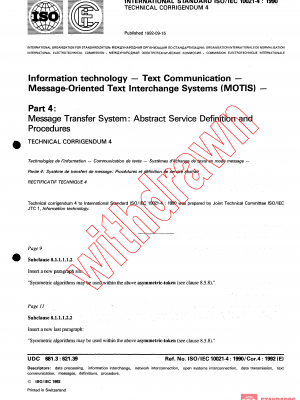 ISO/IEC 10021-4:1990/COR4:1992 PDF