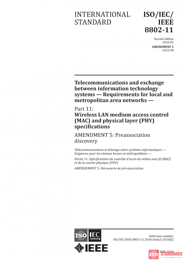 ISO/IEC/IEEE 8802-11:2018/AMD5:2020 PDF