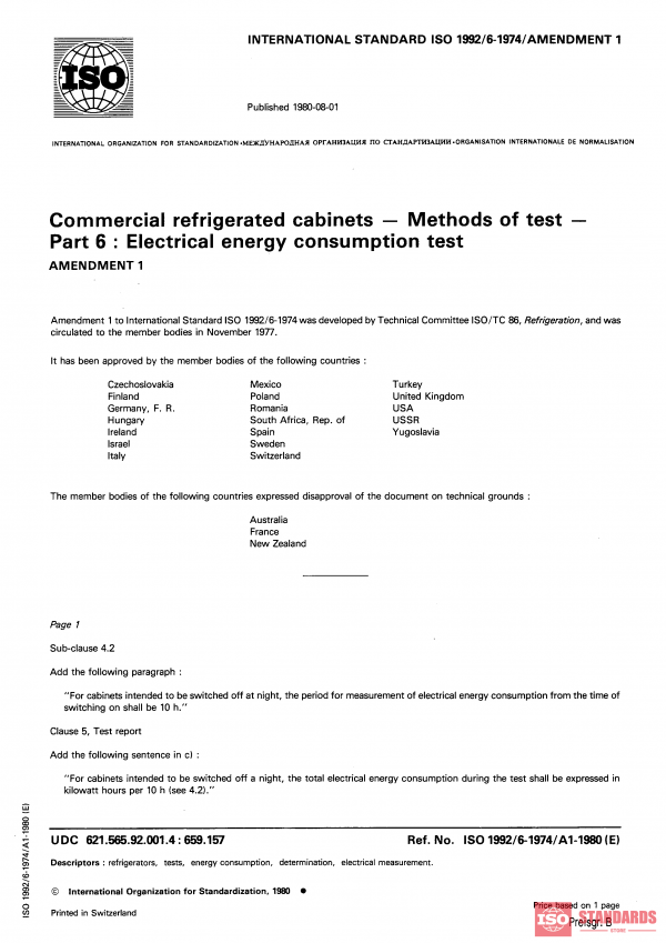 ISO 1992-6:1974/Amd 1:1980 PDF