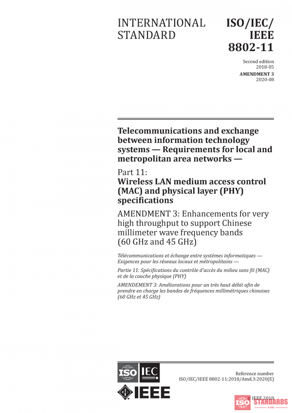 ISO/IEC/IEEE 8802-11:2018/Amd 3:2020 PDF