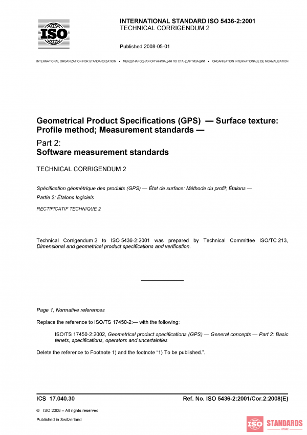 ISO 5436-2:2001/Cor 2:2008 PDF