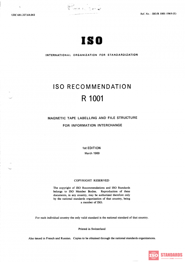 ISO/R 1001:1969 PDF