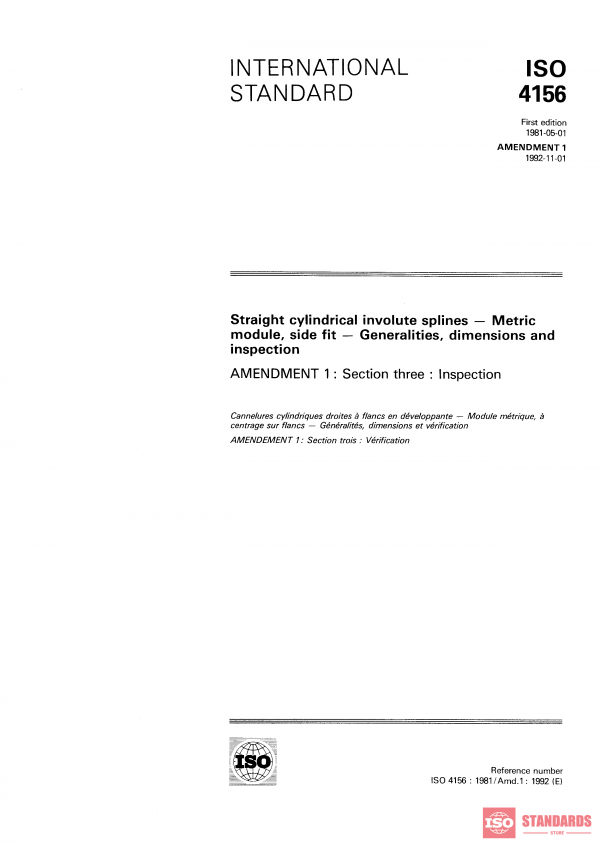 ISO 4156:1981/Amd 1:1992 PDF