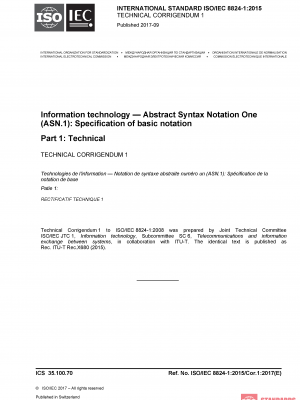 ISO/IEC 8824-1:2015/COR1:2017 PDF