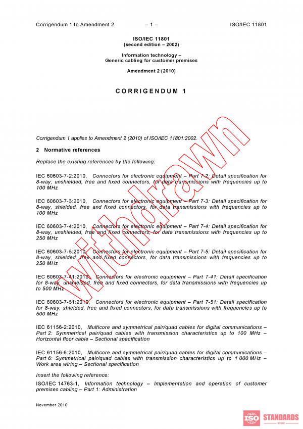 ISO/IEC 11801:2002/AMD2:2010/COR1:2010 PDF