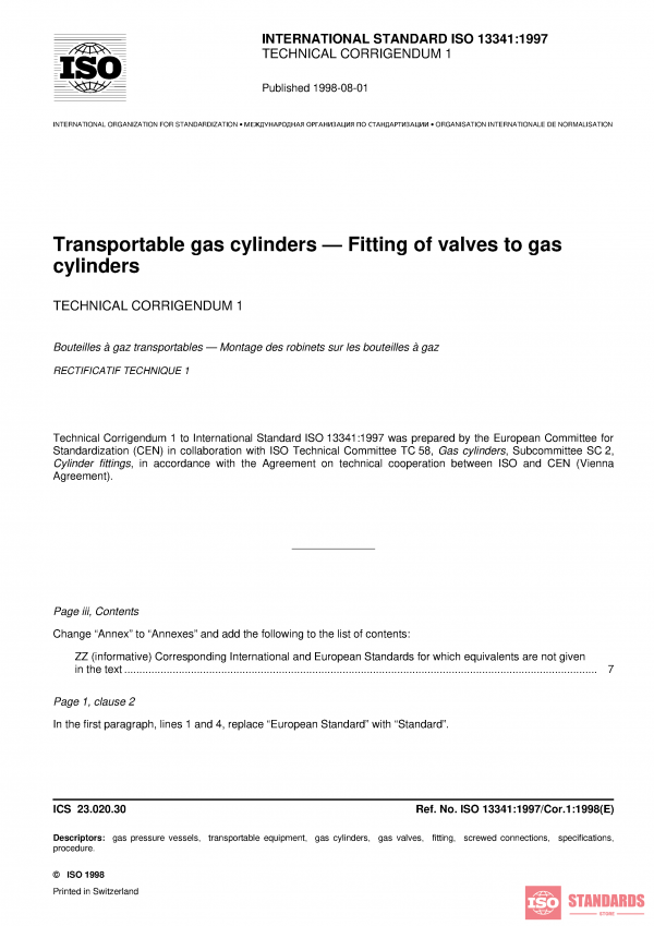ISO 13341:1997/Cor 1:1998 PDF