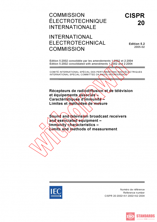 CISPR 20:2002+AMD1:2002+AMD2:2004 CSV PDF
