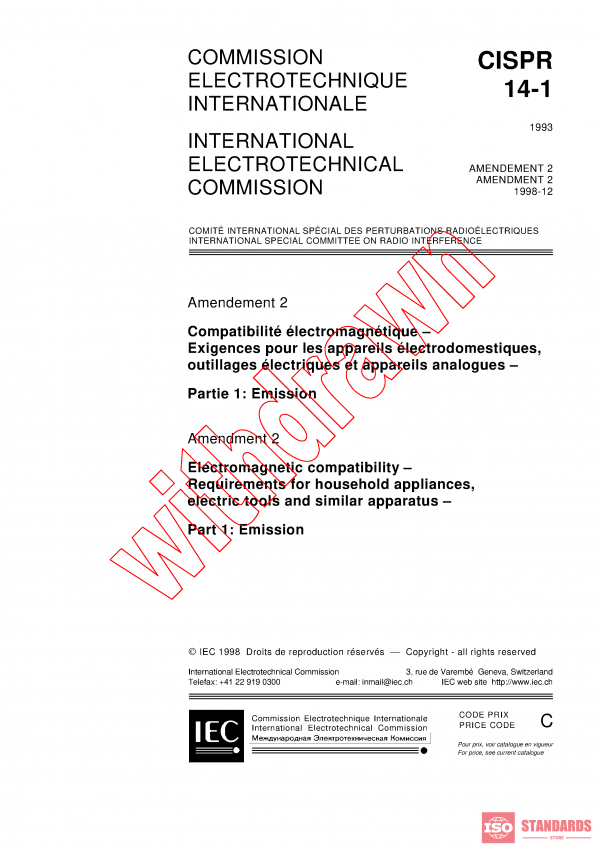 CISPR 14-1:1993/AMD2:1998 PDF