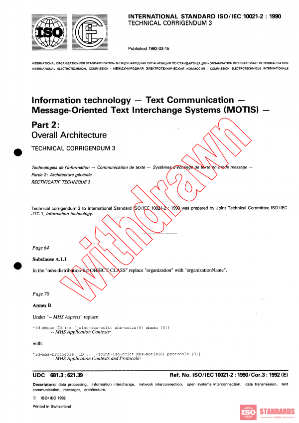 ISO/IEC 10021-2:1990/COR3:1992 PDF