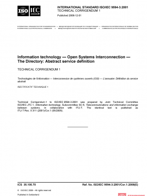 ISO/IEC 9594-3:2001/COR1:2008 PDF