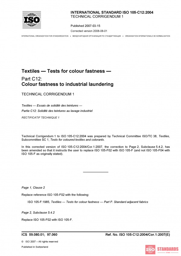 ISO 105-C12:2004/Cor 1:2007 PDF