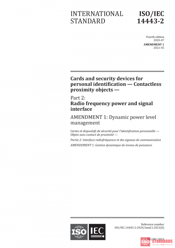 ISO/IEC 14443-2:2020/Amd 1:2021 PDF