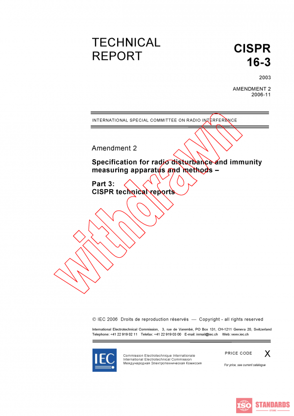 CISPR TR 16-3:2003/AMD2:2006 PDF