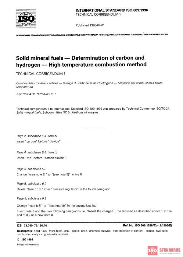 ISO 609:1996/Cor 1:1996 PDF
