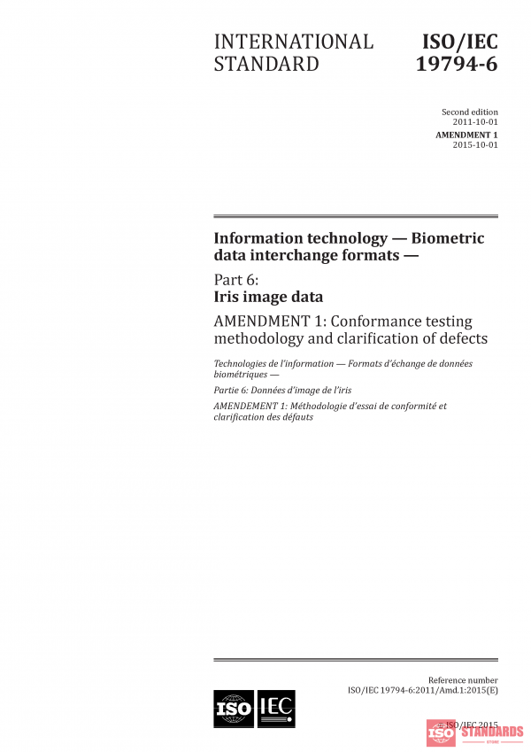 ISO/IEC 19794-6:2011/AMD1:2015 PDF