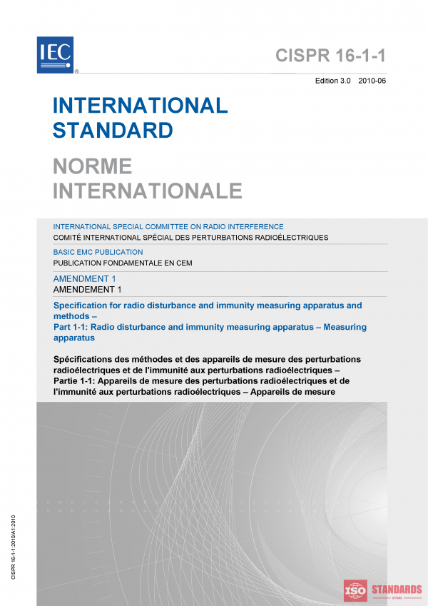 CISPR 16 1-1 am1 ed 3.0:2010 PDF