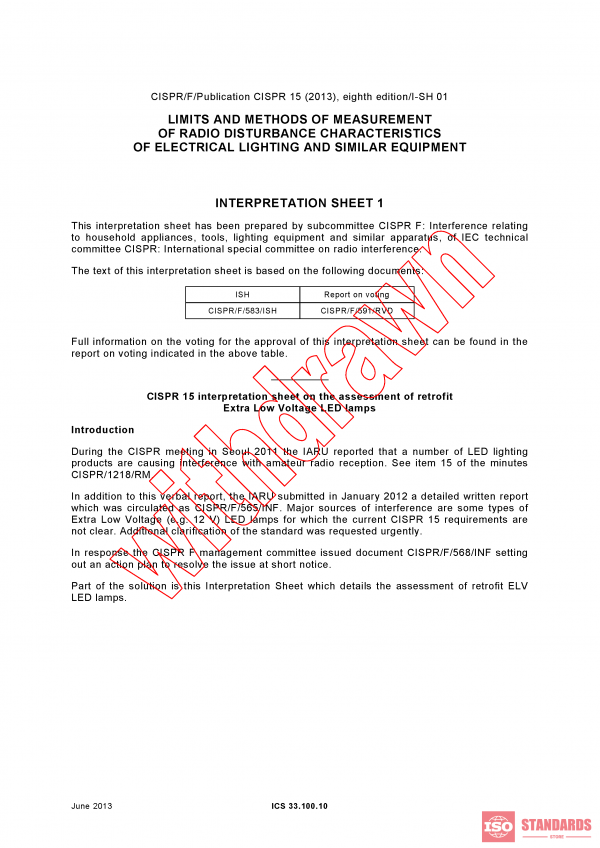 CISPR 15:2013/ISH1:2013 PDF