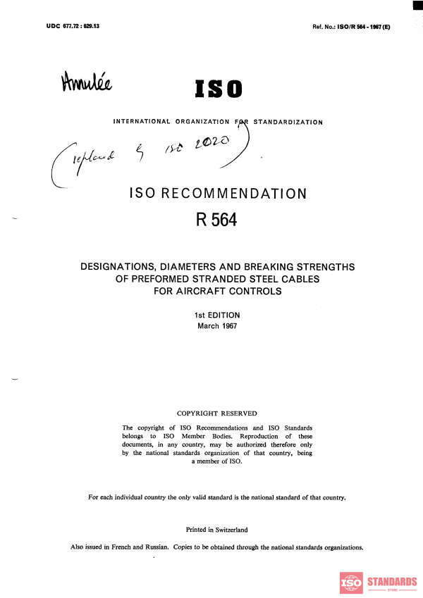 ISO/R 564:1967 PDF