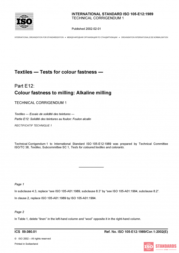 ISO 105-E12:1989/Cor 1:2002 PDF