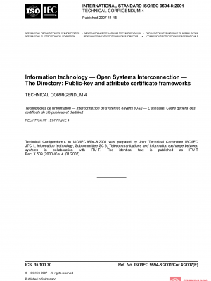 ISO/IEC 9594-8:2001/Cor 4:2007 PDF