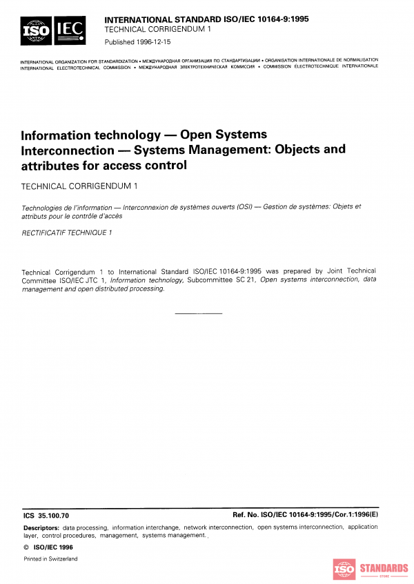 ISO/IEC 10164-9:1995/Cor 1:1996 PDF