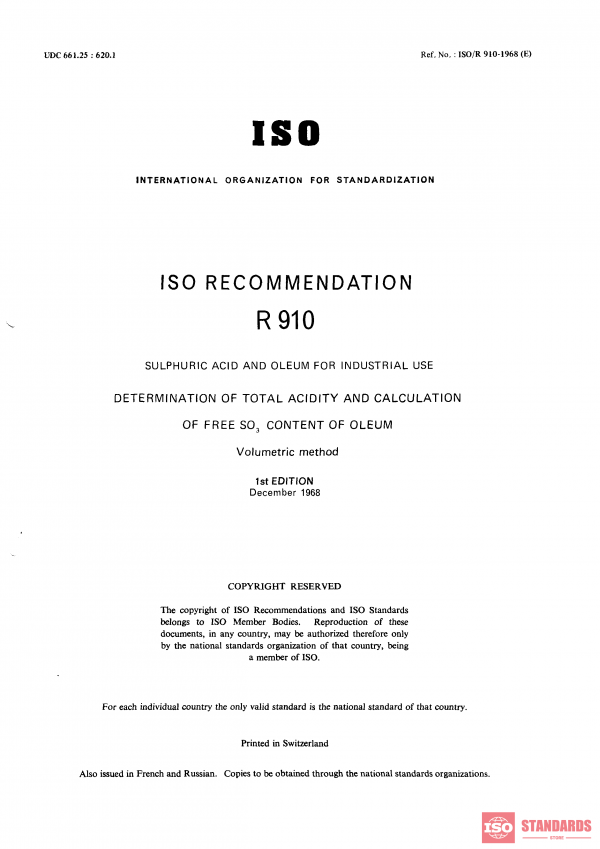 ISO/R 910:1968 PDF
